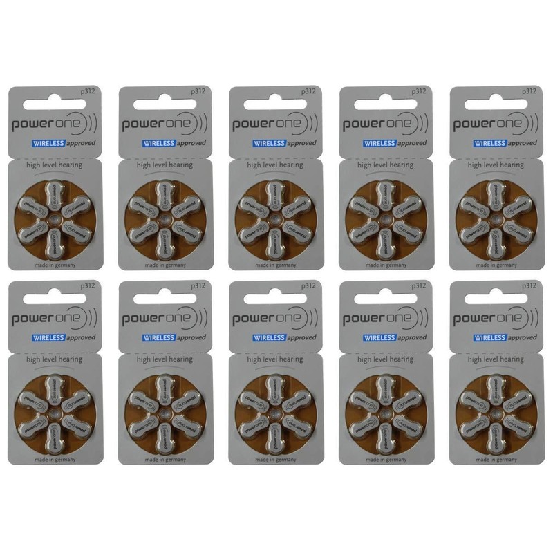 FCS Power One Hearing Aid Batteries Size 312 P312 60