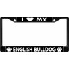 I Love My English Bulldog Black License Plate Frame
