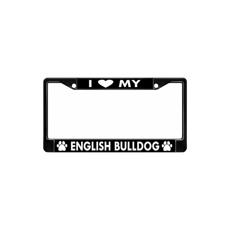 I Love My English Bulldog Black License Plate Frame