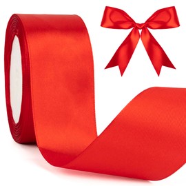 Gift Ribbon Red 40 mm Satin Ribbon 23 Metres Ribbon Red Ribbon for Gift Wrapping Silk Ribbon Red Gift Ribbons for DIY Hair Bows Fabric Ribbon for Christmas New Year's Eve Decoration