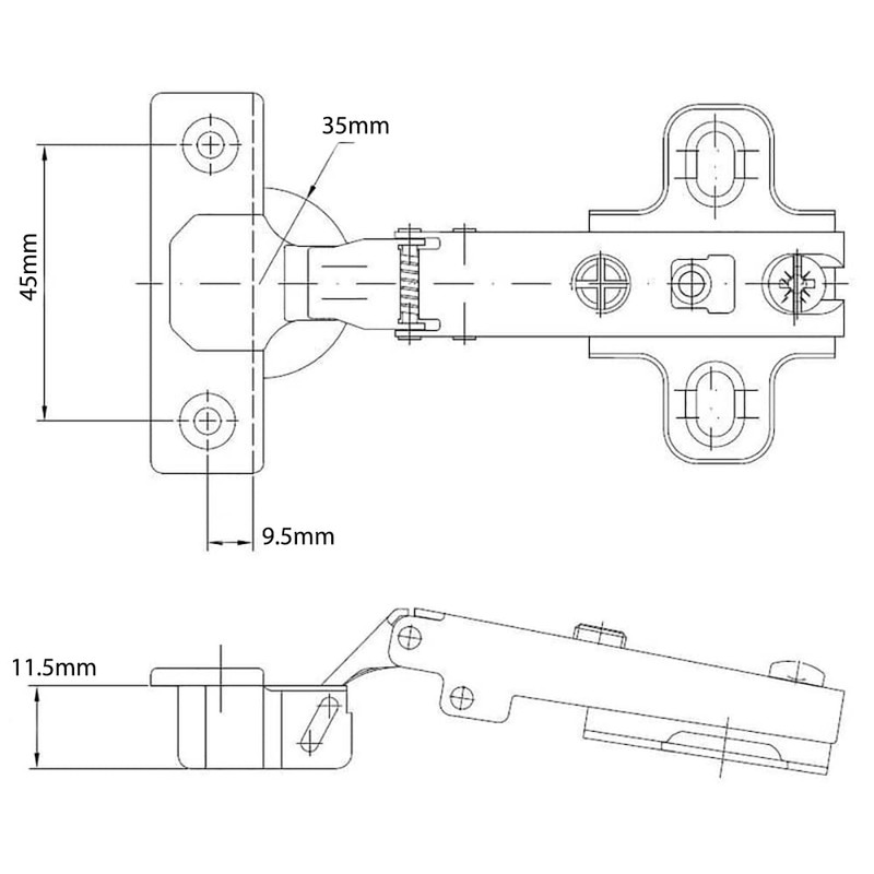 35mm-105 Degrees Clip-On Soft Closing Hinge Full Overlay Type with