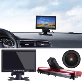 18mm HD Car Third Roof Top Mount Brake Light 3 Rear View Camera Parking Safety Assistant System, for Ford Transit Connect 2014-2017 Stop lamp Transporter Business MPV SUV Bus (with 7-inch Monitor)