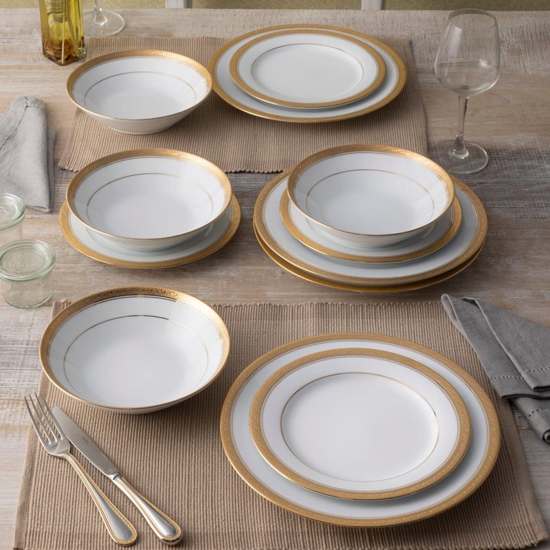 Noritake Crestwood Gold 12-Piece Set, Service for 4