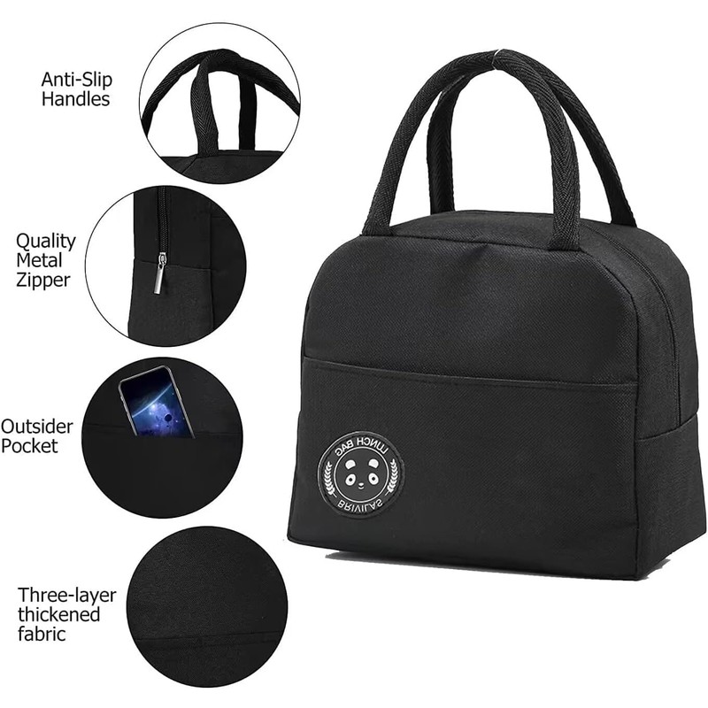 FonVan Lunch Bags Breakfast Bag (Black)