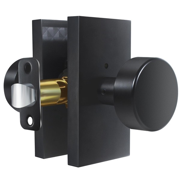 Newlaking Matte Black Zinc Alloy Privacy Door Knob with Lock,