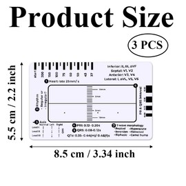Transparent ECG ruler Transparently EKG Pocket Card Measuring Tool Pocket sized for Students, Paramedics, EMT's, Nurses & Doctors