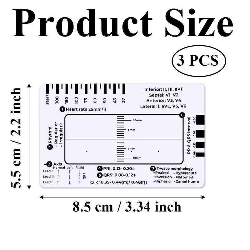 Transparent ECG ruler Transparently EKG Pocket Card Measuring Tool Pocket