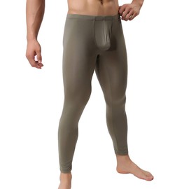 YOOBNG Mens Compression Long Pants Skinny Sports Trousers Workout Fitness Gym Leggings Green