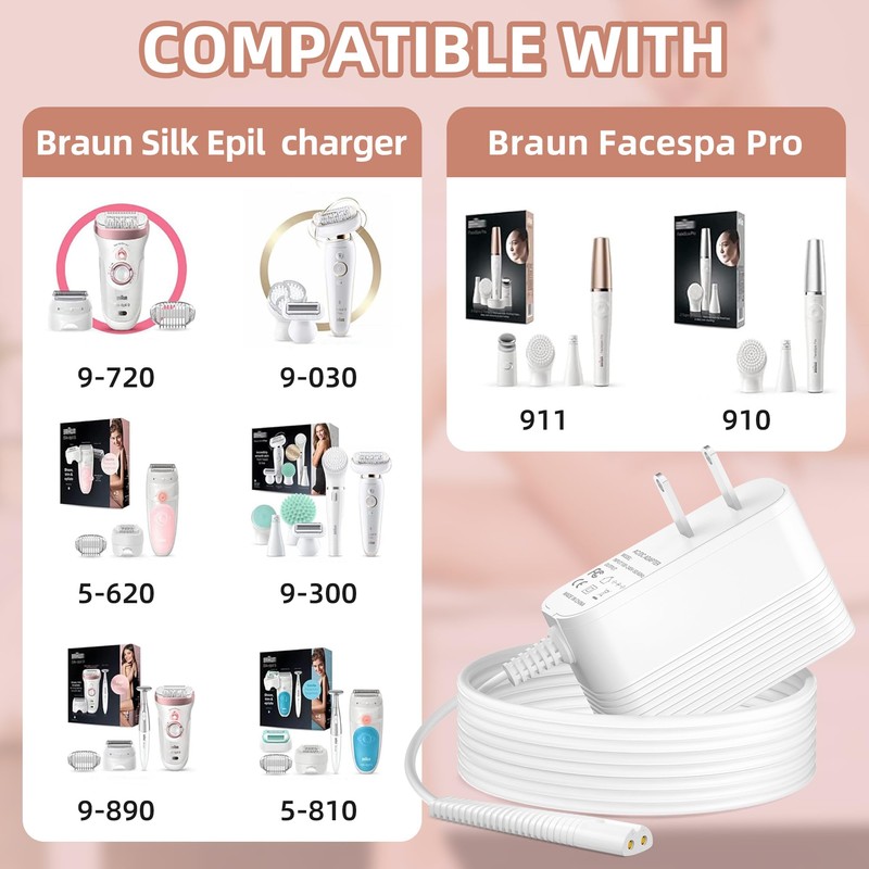 Power Charger Compatible with Braun Epilator Silk 9 9 7