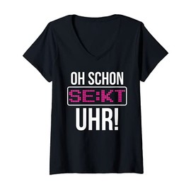 Women's Oh schon Sekt Watch | Party Funny Champagne T-Shirt with V-Neck