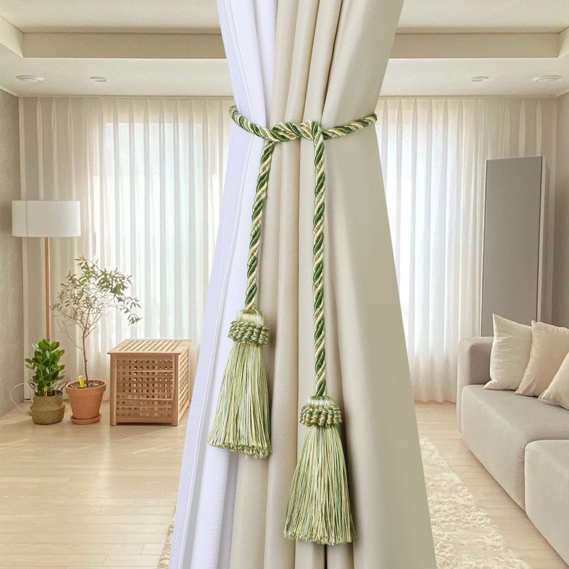 Fenghuangwu Curtain Tiebacks Handmade Decorative Curtain Holdbacks Rope with Tassel