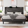 Einhomn Queen Size Upholstered Bed Frame with Charging Station, Platform