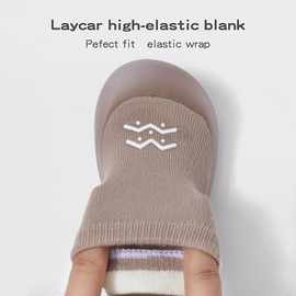 Bearbay - Zapatos de calcetín para bebé, antideslizantes, transpirables, con suela de goma suave, para bebés y niñas, 2505 Khaki Wave, 12-18 Months Toddler