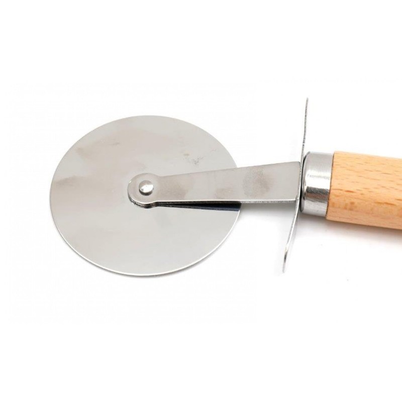 Hyper Mart Pizza Cutter Wheel with Wooden Handle, Stainless Steel,