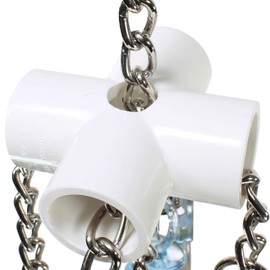 Bonka Bird Toys 3500 Duo Spoon Clacker Medium Bird Toy, 16" Tall, 3.5" Wide, Stainless Steel Measuring Spoons, Colorful Acrylic Pacifiers, Durable Plastic Joints, Interactive Noise-Making Toy