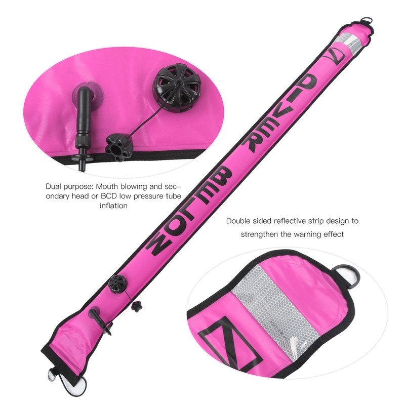 150x15cm Scuba Diving Surface Marker Buoy High Visibility Inflatable Surface