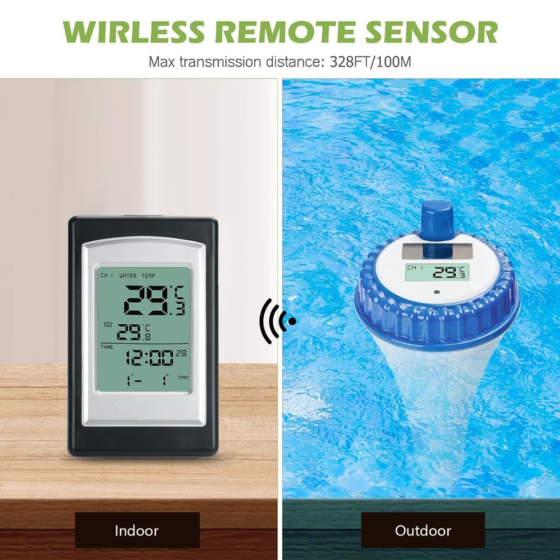 Wscodyr Pool Multi-Function Floating Wireless Digital Hygrometer Thermometer, Indoor and