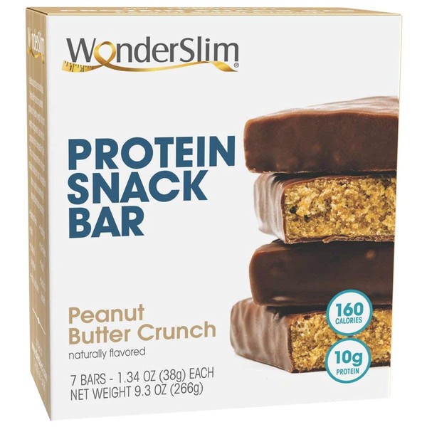 WonderSlim Protein Snack Bar, Peanut Butter Crunch, 160 Calories, 10g Protein (7ct)