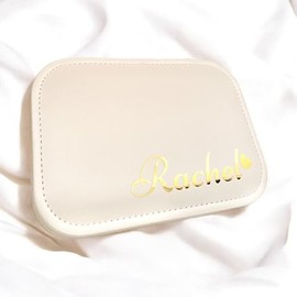 Personalisierte SchmuckkÃ¤stchen mit Namen, Schmuckbox aus Leder, Reiseschmuckbox mit ReiÃverschluss, Schmuckschatulle fÃ¼r Frauen/MÃ¤dchen, Schmuckaufbewahrung Personalisiert, Schmuckkasten Reise, WeiÃ