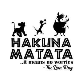 Nursery Hakuna Matata It Means No Worries Cartoon Characters Inspiring Life Words Wall Art Sticker Designs Vinyl Stickers for Home House Walls Rooms Windows Bedroom Decoration Size (14x14 inch)