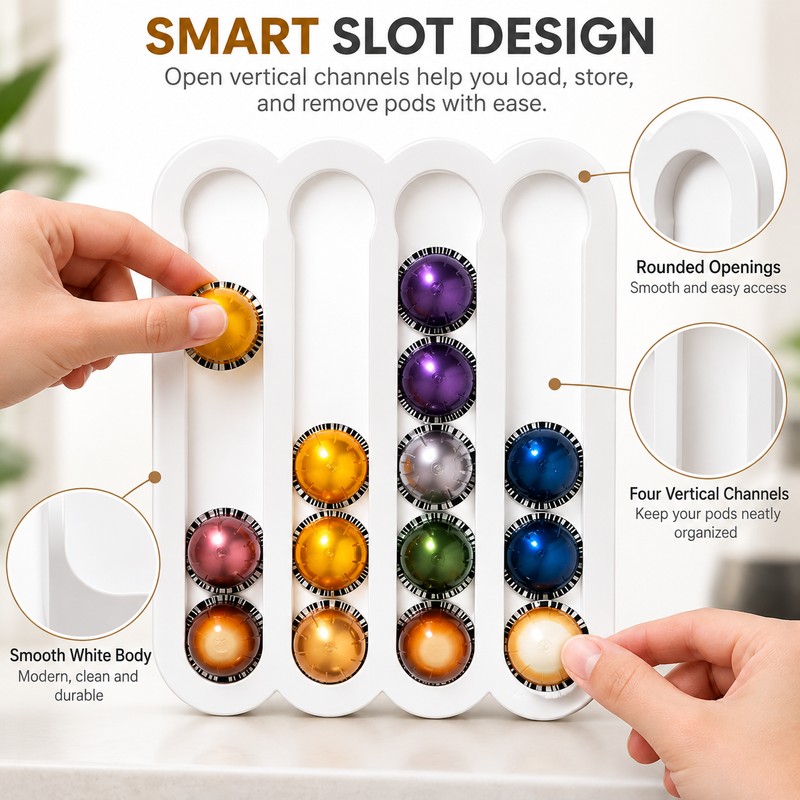 Coffee Capsule Holder for VertuoLine Pods – Self-Adhesive Acrylic Wall