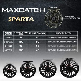 MAXIMUMCATCH Sparta Fly Reel Fully Sealed Lightweight Expert Fly Fishing Reel(3/5wt, 5/7wt, 7/9wt, 8/10wt) (Black, 3/5wt)