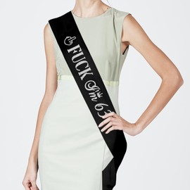 Funny Happy 63rd Birthday Sash - Black Sash with Sliver Foil - Cheers to 63 Years Gift for Man or Women - 63rd Birthday Party Decorations Sash