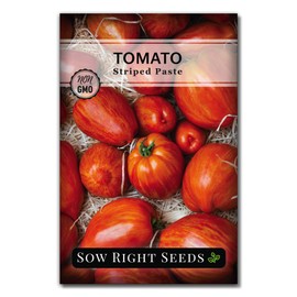 Sow Right Seeds - Striped Paste Tomato Seeds for Planting - Non-GMO Heirloom Packet with Instructions to Plant a Home Vegetable Garden - Medium Marbled Variety, Great for Sauce and Paste Making