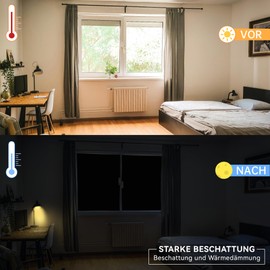 bemece Window Blackout, No Drilling, 100% Opaque, Sun Protection Roof Window Travel Blackout Roller Blind, Interior Sun Protection Window, Adjustable and Removable, 300 x 145 cm