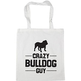 Hippowarehouse Crazy Bulldog guy Tote Shopping Gym Beach Bag 42cm x38cm, 10 litres