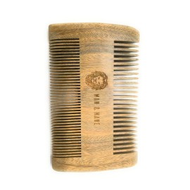 Premium Natural Green Sandalwood Dual-Action Beard Comb with Protective Case – the Perfect Beard & Mustache Grooming Companion & Gift for Men – by Man & Mane