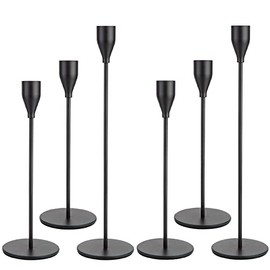 Oatnauxil Matte Black Candle Holders Black Candlestick Holders Metal Candle Holder for Wedding, Dinning, Party, Home Decor, Anniversary, Fits 3/4 inch Thick Candle&Led Candles (Set of 6 Pcs)