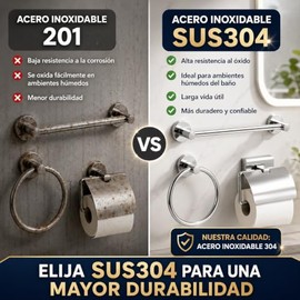Juego de 4 Piezas Accesorios de Baño Negro Mate (Gris Cepillado)