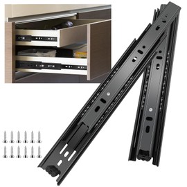 18 inch Drawer Slides 6 Pairs (12pcs) Full Extension Ball Bearing Drawer Slides 3 fold Full Stretch Side Mount Drawer Slides 100 LB Capacity Drawer Slide 18" Black