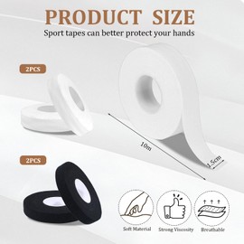 4 Rollen Fingertape, 2*Sport Tapes Weiß+2*Sporttape Schwarz, 1.5cm*10m Hautfreundliches Sporttape, Extra Stark Climbing Tape, Wasserfeste Finger Tape, Fingertape Sport für Fußball, Klettern, Handball