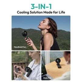 Aecooly 3 IN 1 Portable Fan, Turbo Handheld Fan, USB Rechargeable Mini Personal [22H Max Cooling Time], Battery Powered Small Foldable Pocket for Travel, Summer, Gifts for Women, Girls -Black