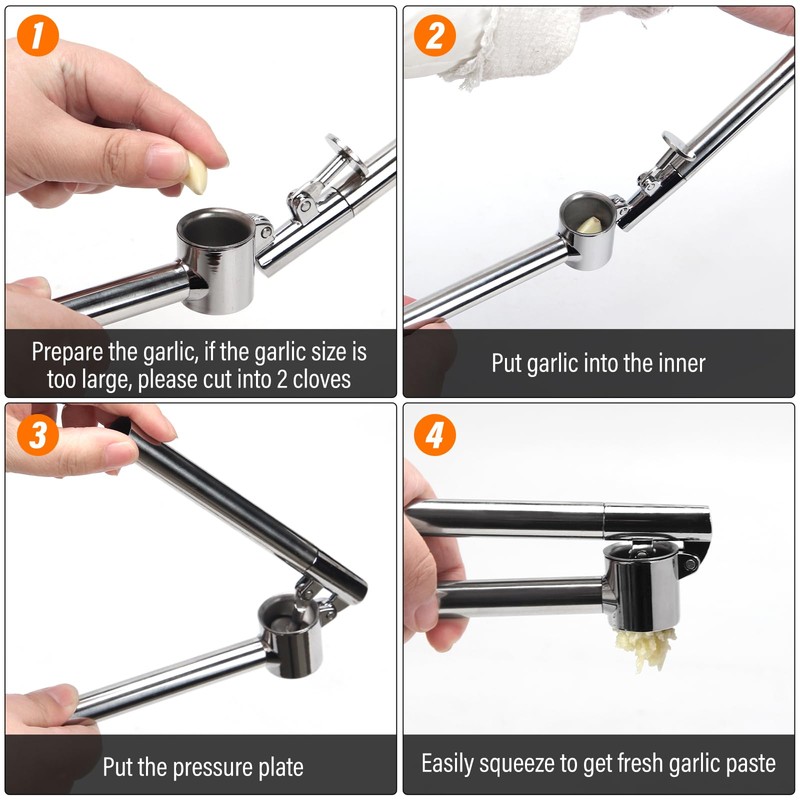 Garlic Press, Heavy Duty Garlic Mincer & Crusher, Easy Squeeze