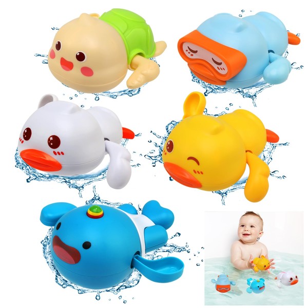 BelleStyle Baby Bath Toys, 5 Pcs Wind Up Bath Tub