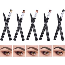 Joyeee Liquid Eyebrow Pen, 5 Pcs Ultra Slim Defining Eyebrow Pencil with Micro-Fork Tip Applicator, Creates Natural Looking Shapes Defines Brows Effortlessly and Stays on All Day