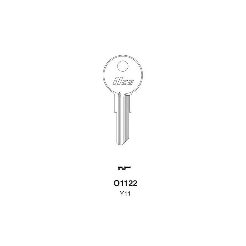 Key Blank, Brass, Type Y11, 5 Pin, PK10