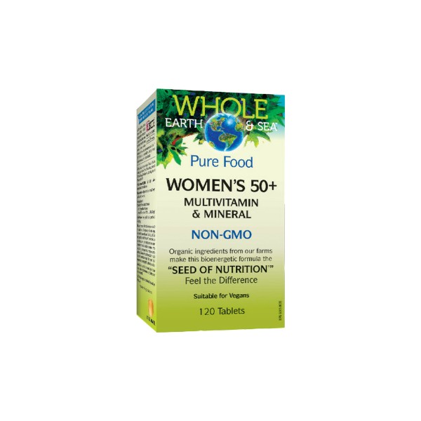 Natural Factors Whole Earth & Sea Pure Food Women's 50+ Multivitamin & Mineral - 120 Tabs + BONUS