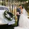 Pre-Strung Just Married Banner Sign Gold Glitter, Wedding Banner for