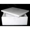 KhanImports Decorative White Marble Box, Stone Box with Lid -