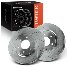 A-Premium 13.77 inch (349.80mm) Front Drilled and Slotted Disc Brake Rotors Compatible with Select Nissan & Infiniti Models - Armada 2007-2014, TITAN 2008-2019, QX56 2007-2010, 2-PC Set
