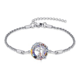 DAYLINLOVE Father Daughter Bracelet 925 Sterling Silver To My Daughter Bracelet Tree of Life Crystal Bracelets Birthday Fathers Day Jewellery Gifts for Daughter Girl Father Husband