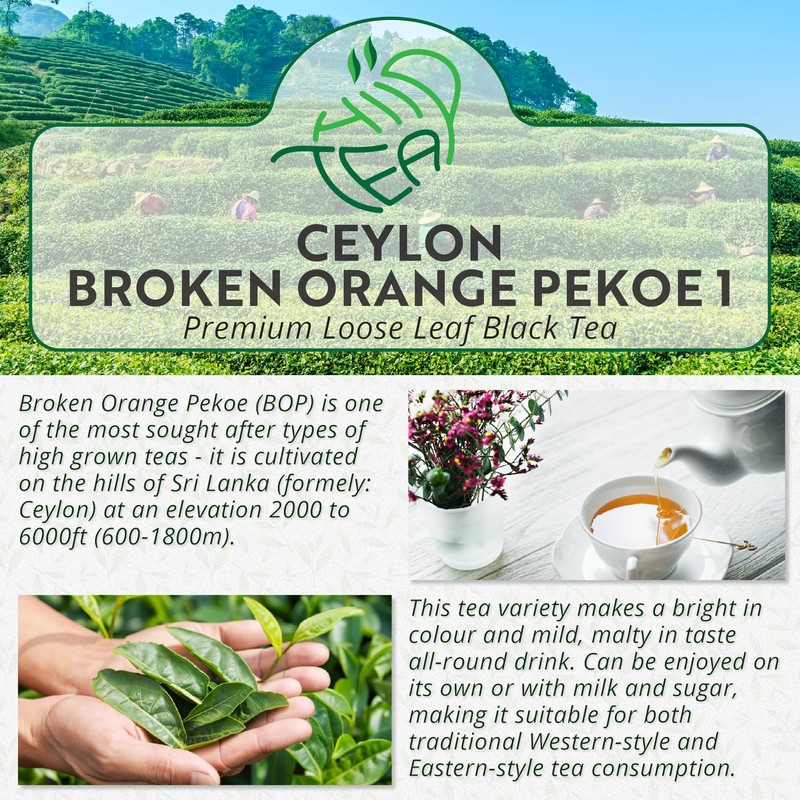 Ceylon BOP1 Premium Black Loose Leaf Tea Broken Orange Pekoe