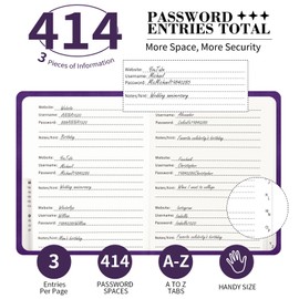 Password Book with Alphabetical Tabs, 4.5"x5.9"Small Pocket Password Keeper Book, 160 Pages/100GSM Hardcover Notebook, Password Organizer for Internet Website Address Login
