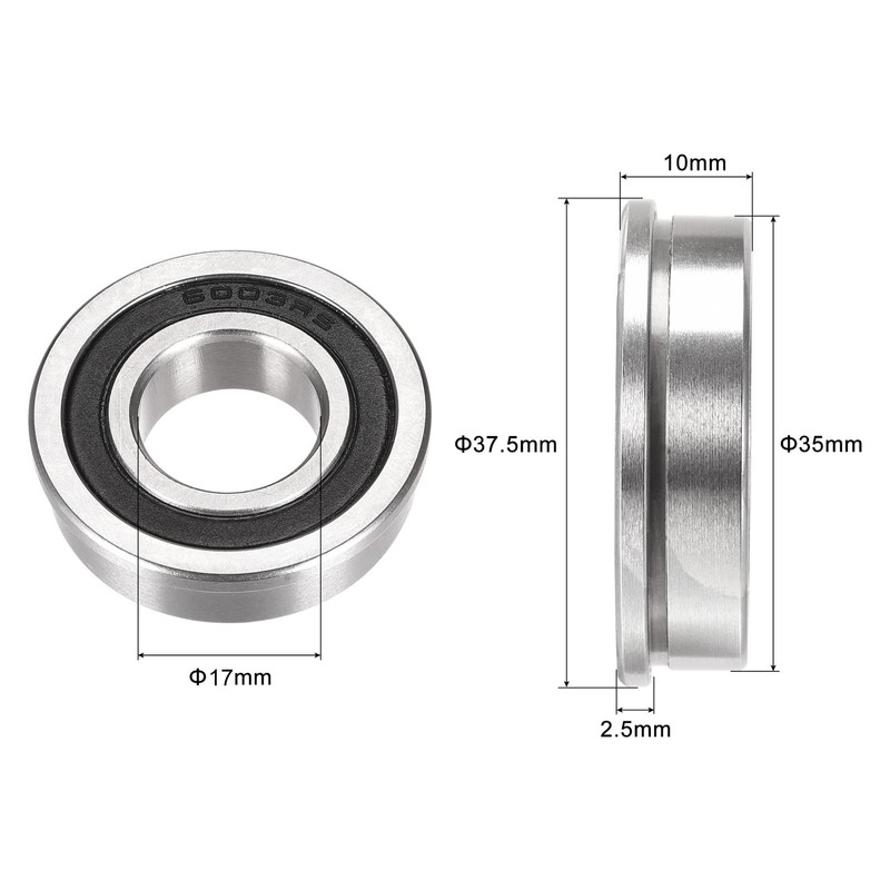 sourcing map F6003-2RS Flange Ball Bearings 17 x 35 x