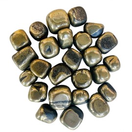 Golden Pyrite Tumbled Stones and Crystals Bulk, Polished Stones for Vase Filler, Lucky Stones, Fountain Rocks, Decorations, Rock Collection Size: 25-30 mm, 1 LB, Bulk Gemstones and Crystals