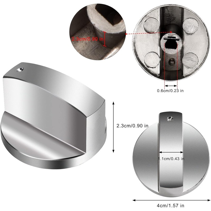 Rotary Knob Cooker 6mm Gas Stove Knobs Metal Universal Oven